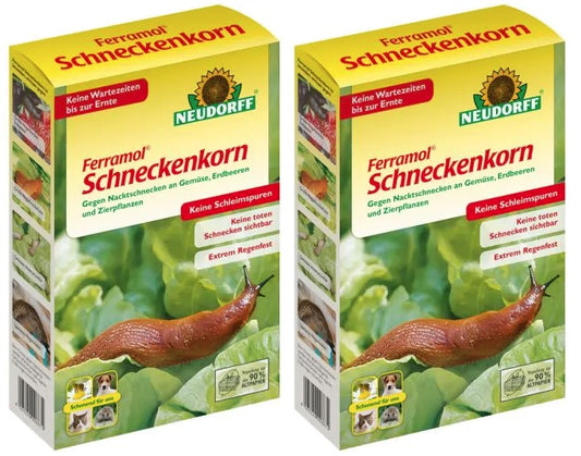 Zwei Packungen Ferramol Schneckenkorn.